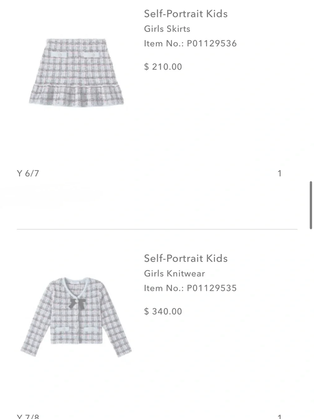 Self-Portrait Kids Blue and Pink Tweed Skirt and Jacket Set